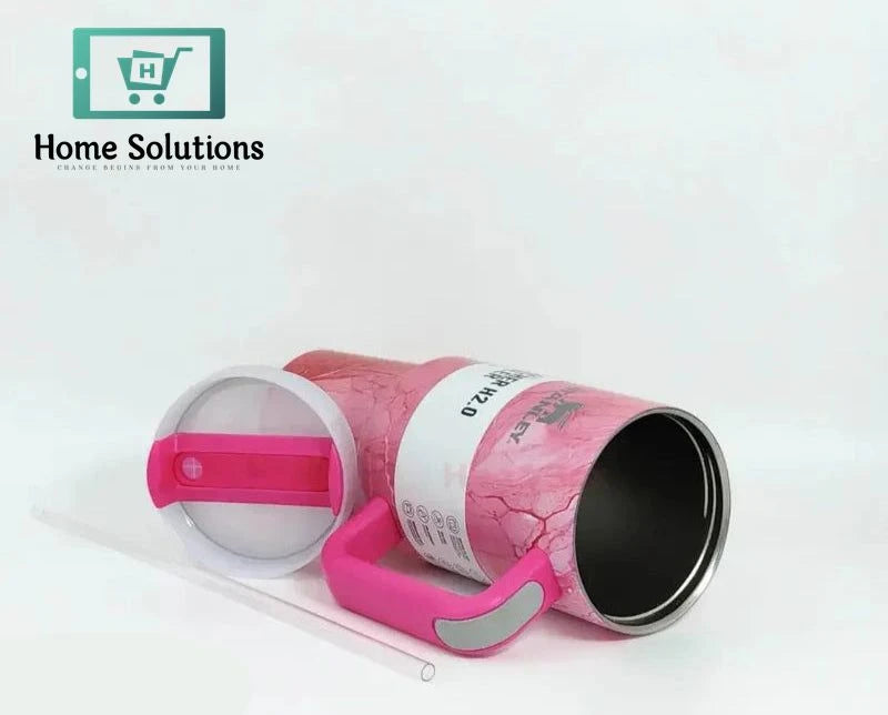 Stanley 40oz Printed Tumbler with Handle Marble Collection | Deep-Pink Edition