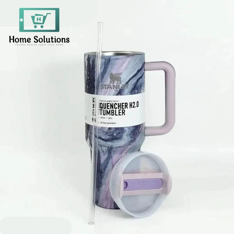 Stanley 40oz Printed Tumbler with Handle Marble Collection | Purple Edition