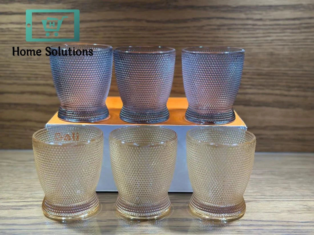 Premium Chinese Glassware Set – Smoke & Golden – 6 Pcs Box