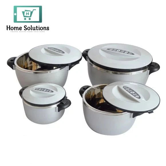 Thailand Insulated Hot Pot Set – 4 Pcs White Food Warmers