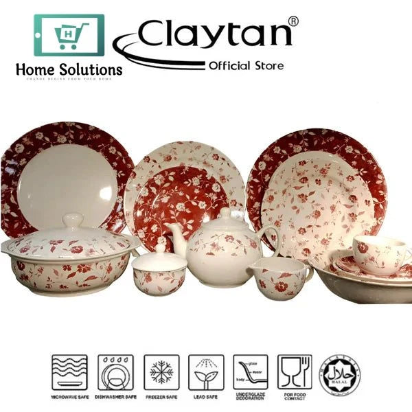 Claytan Pink All Over (+VE) 85 Pcs Dinner Set