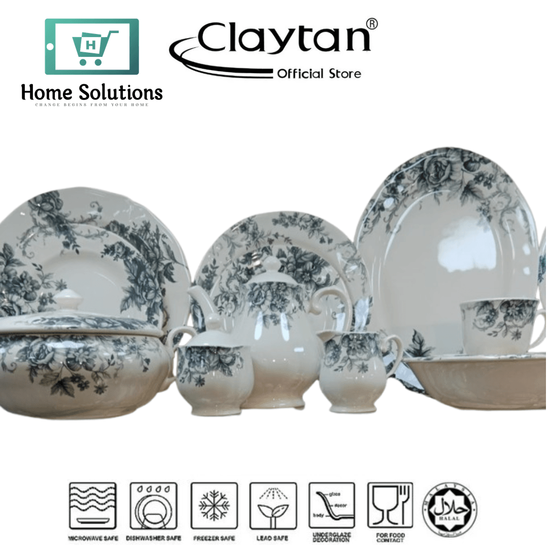 Claytan Gorgeous Grey 47 Pcs Dinner Set