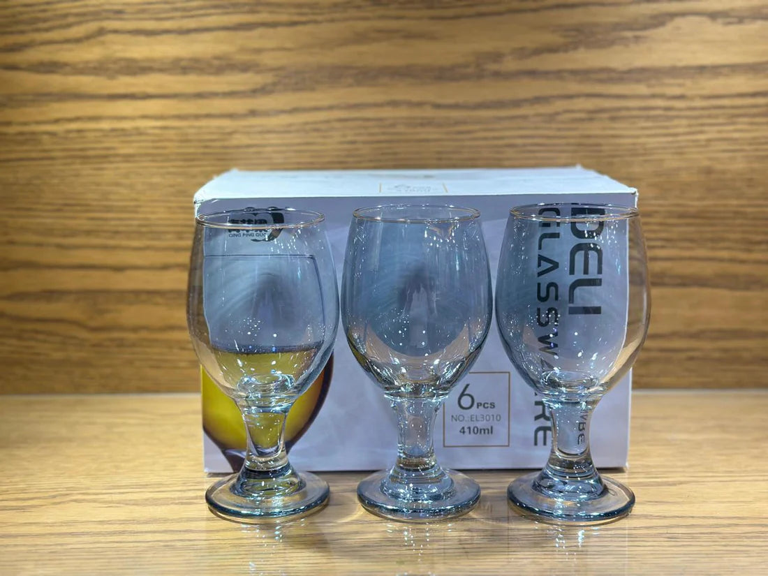 Elegant Smoke-Tinted Wine Glass Set – 6 Pcs
