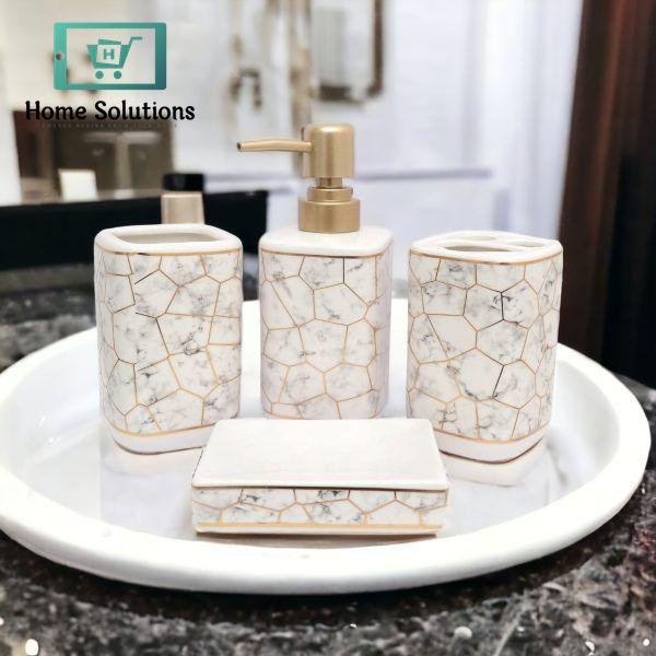 Ceramic 4-Piece Bathroom Accessories Set – Modern Design