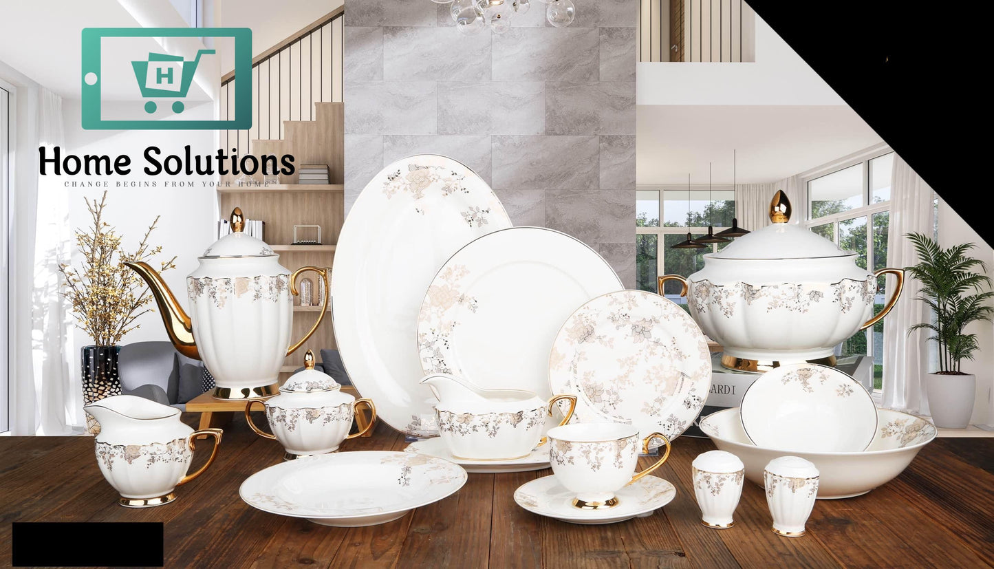 Johnson Brothers -Inspired White Golden Dinner Set