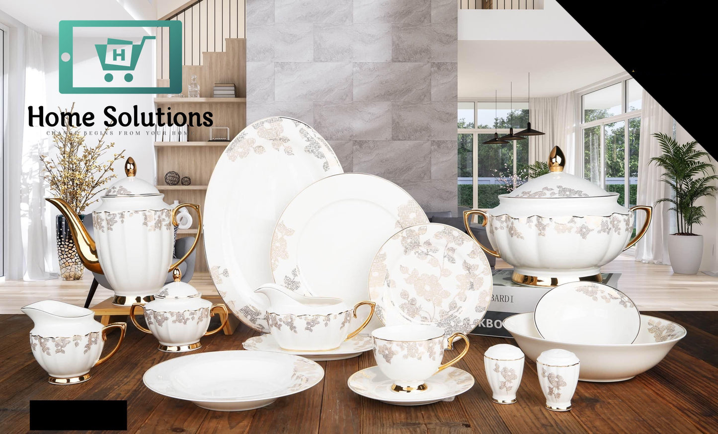 Johnson Brothers -Inspired White Golden Dinner Set
