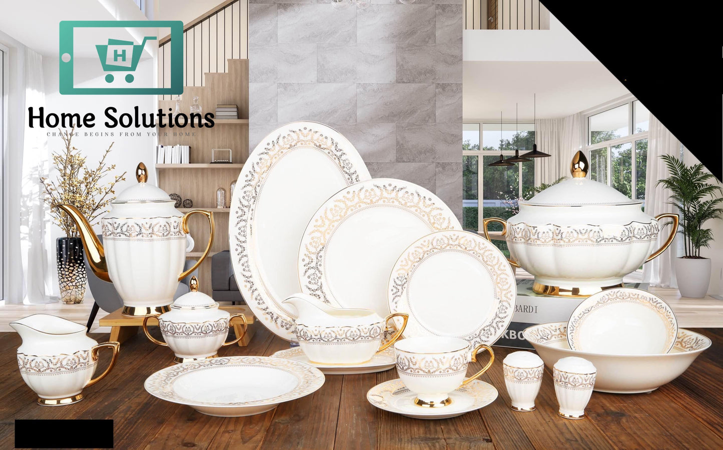 Johnson Brothers -Inspired White Golden Dinner Set