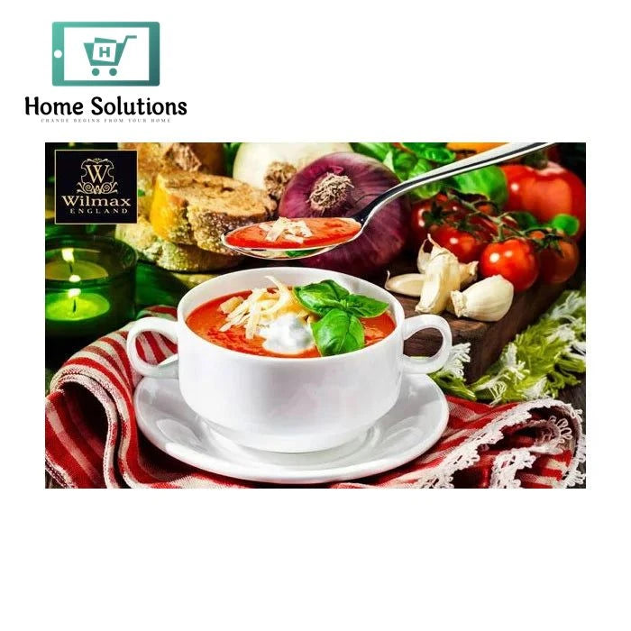 Wilmax England Stella 10 oz White Porcelain Soup Cup with Dual Handles