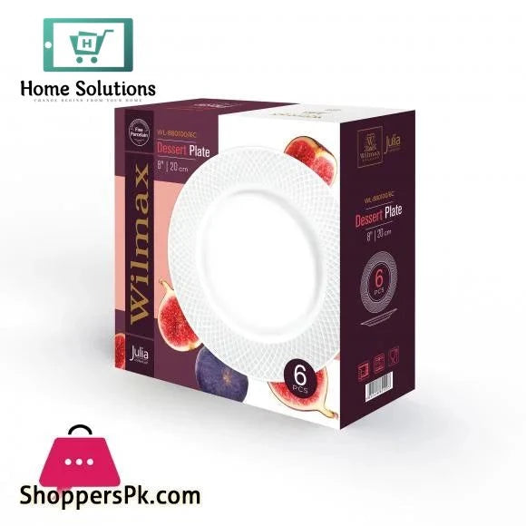 Wilmax England JULIA 8-Inch Dessert Plate Set – Set of 6