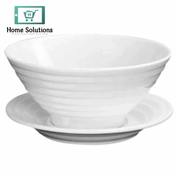 Wilmax England Fine Porcelain Bowl with Matching Saucer – 545 ml Capacity