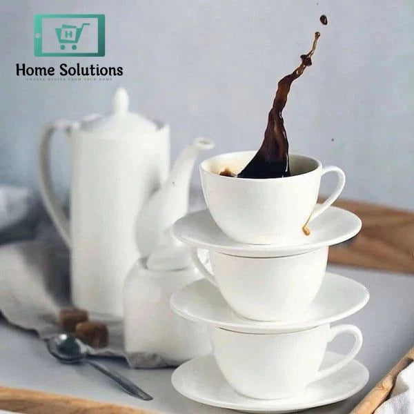 Wilmax England Fine Porcelain Cappuccino Cup & Saucer Set – 180 ml