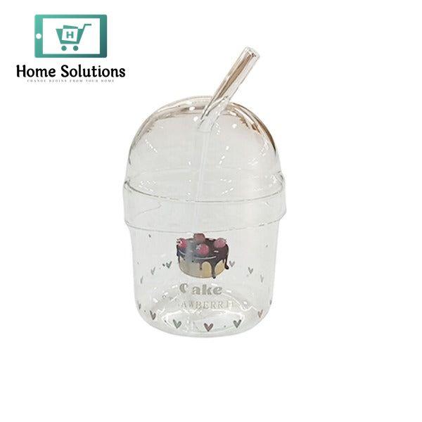 Stylish Transparent Soda Glass – with Lid & Straw