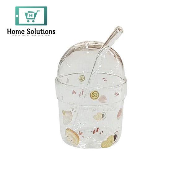 Stylish Transparent Soda Glass – with Lid & Straw