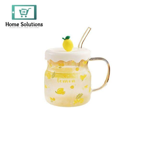 Transparent Fruit Mug with Straw – 400ml Clear Drinkware Cup