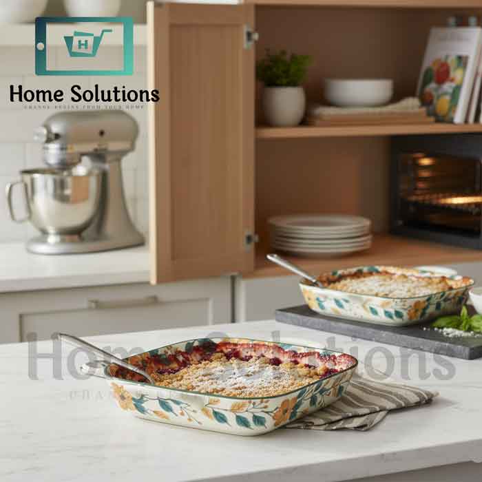 Artisan Floral Porcelain Baker | 9" Square with Handles