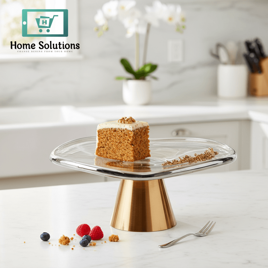 Elegant Glass & Gold Dessert Plate - 3 Sizes