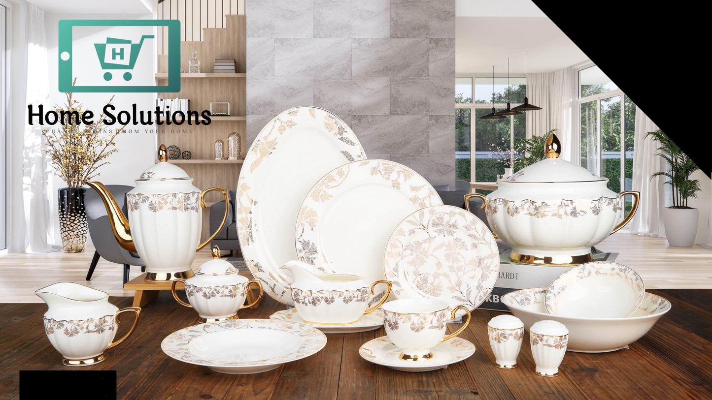 Johnson Brothers -Inspired White Golden Dinner Set