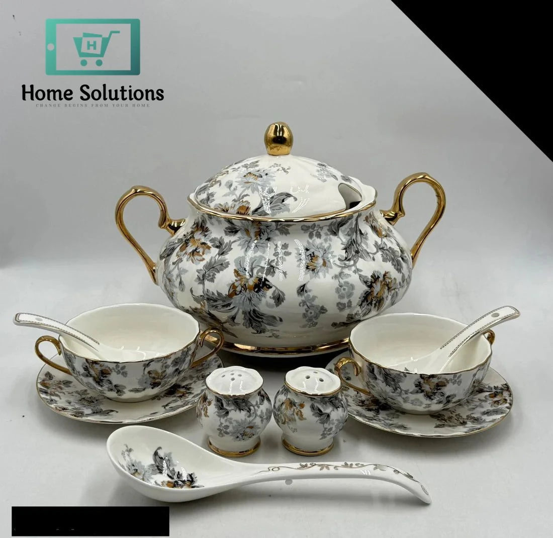 Royal Albert 23 Pcs Bone China Soup Set – Elegant Floral Serveware