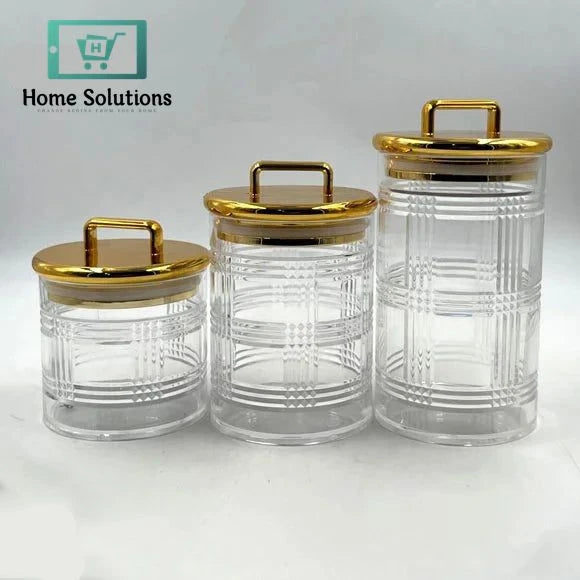 Acrylic Airtight Jar Set 3-Piece – Transparent Storage Containers