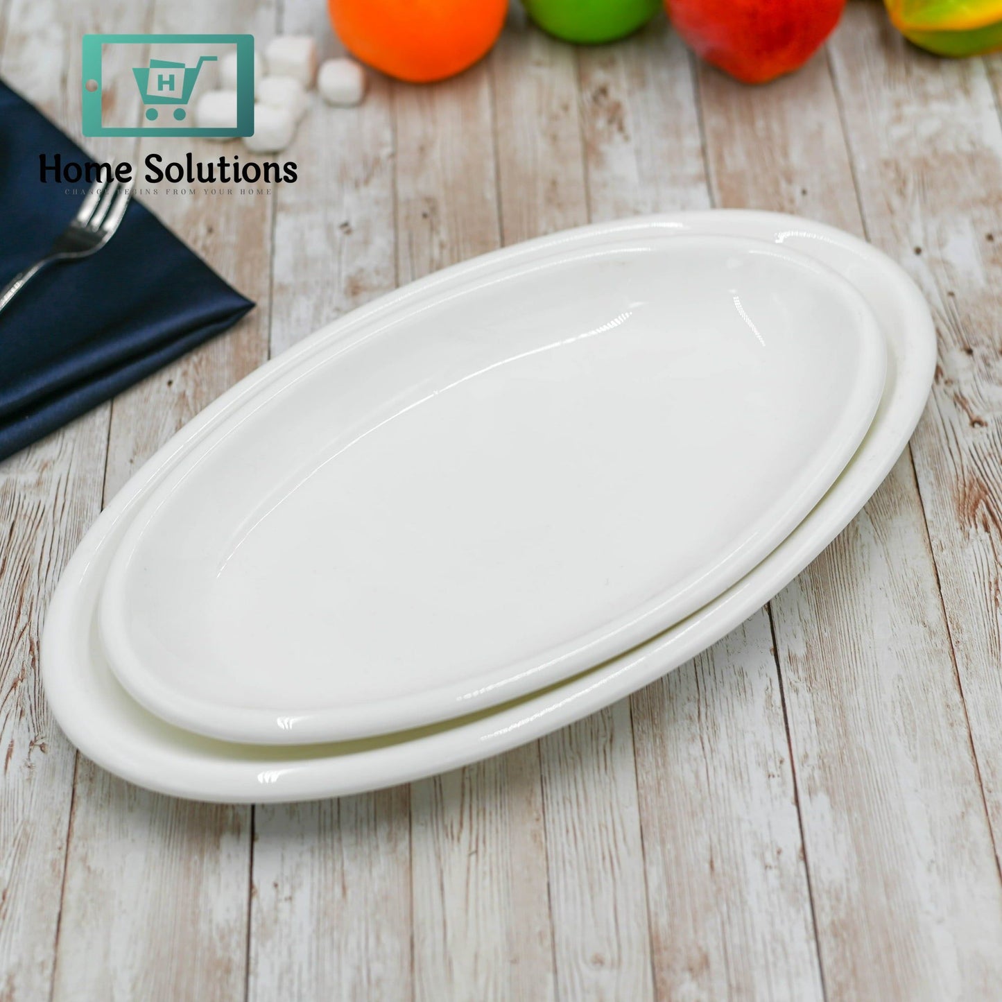 Wilmax England Fine Porcelain Set of 3 Oval Platters 14.5" | 36.5 cm Premium Serving Dishes