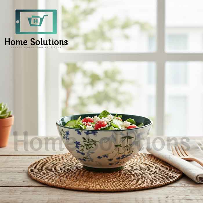 Fine Porcelain Round Bowl 4.5" - Blue & Green Floral Design