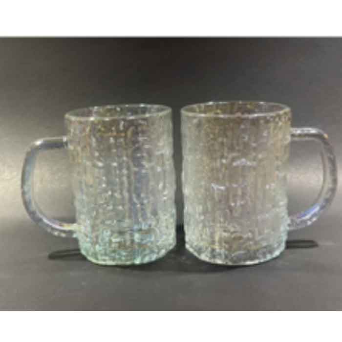 Textured Glass Beer Mug Set – 2 Pieces
