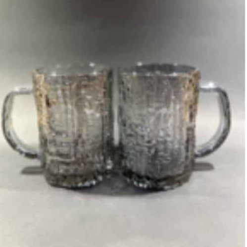 Textured Glass Beer Mug Set – 2 Pieces