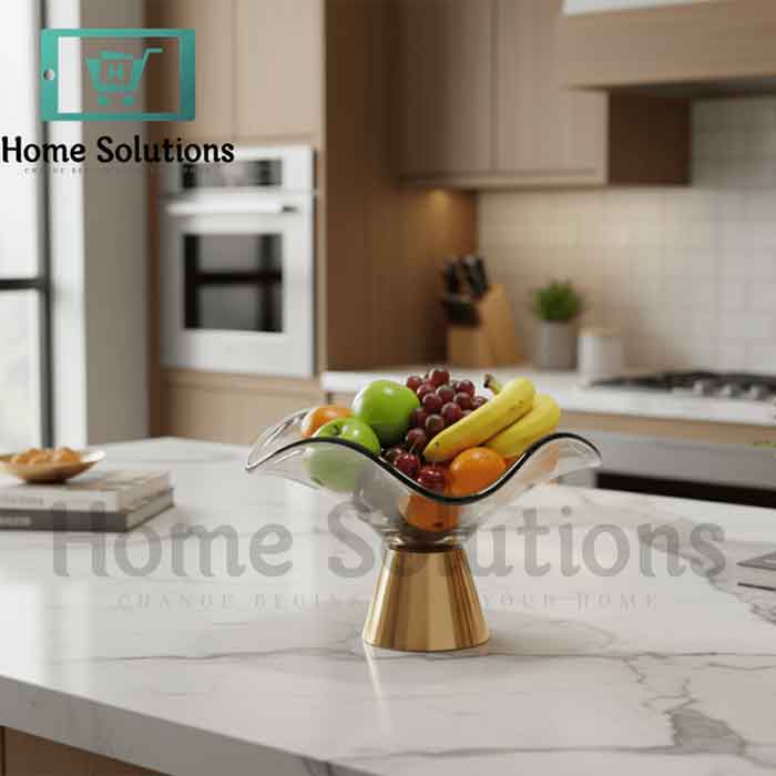 Elegant Turkish Glass Fruit Bowl with Brass Base - 2 Sizes