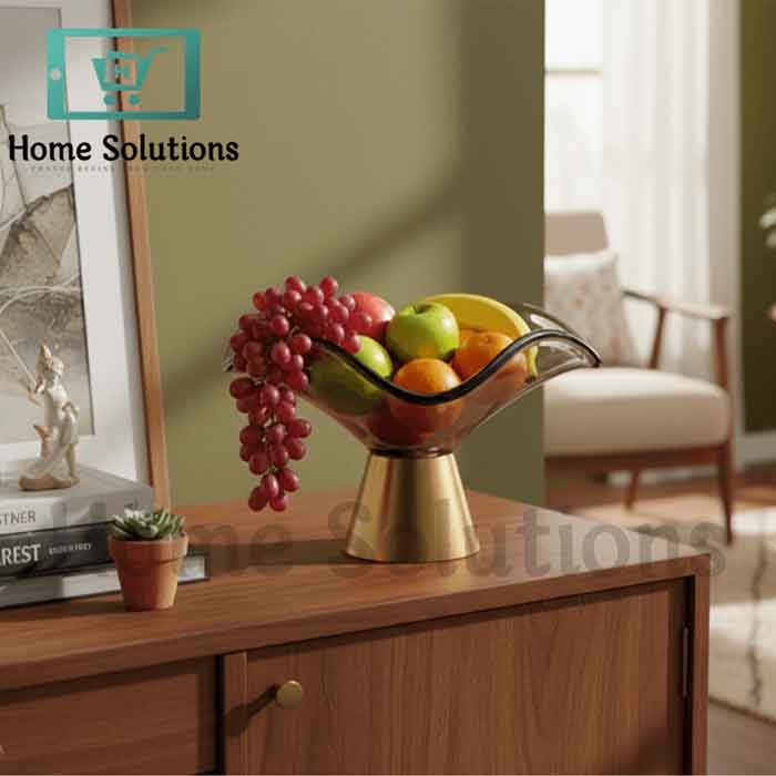 Elegant Turkish Glass Fruit Bowl with Brass Base - 2 Sizes
