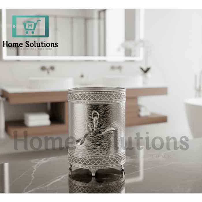 Elegant Silver Plated Tissue Box & Trash Bin Set - Home Decor