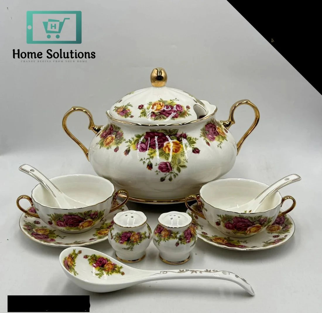 Royal Albert 23 Pcs Bone China Soup Set – Elegant Floral Serveware