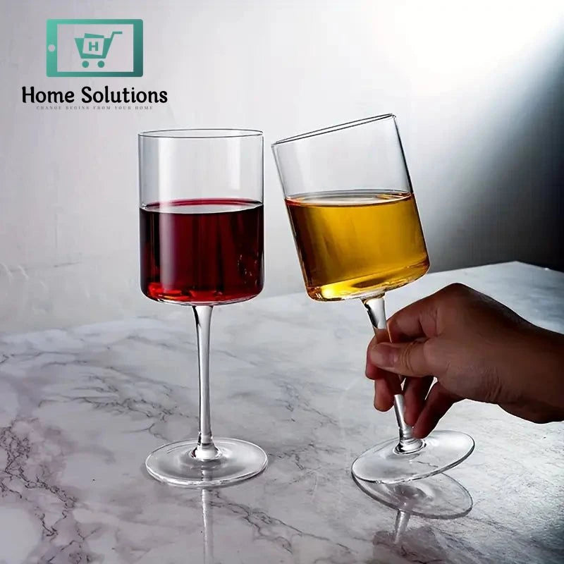 Elegant Crystal Wine Glass – 350ml | Premium Cylindrical Design