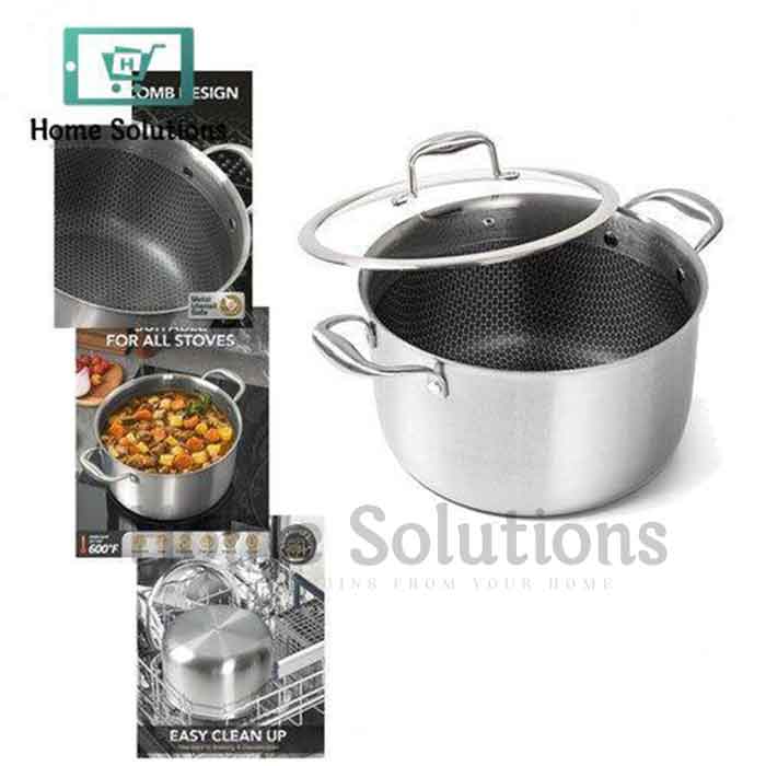 Honeycomb Tri-Ply Stainless Steel Casserole Pot Multiple-Sizes