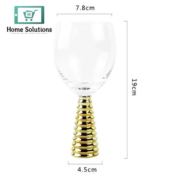6-Piece Elegant Spiral Red Wine Goblet Set – Gold Base - 350ml