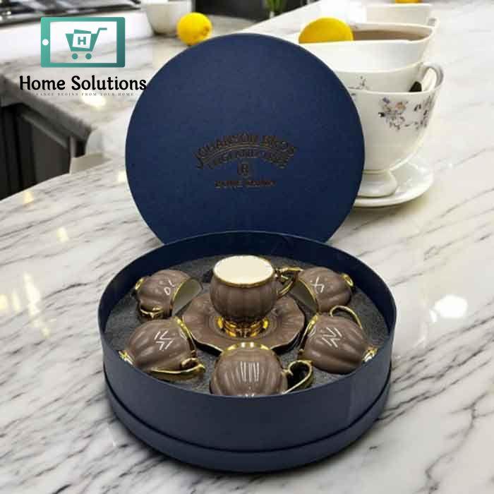 Premium 12-Piece Fine Porcelain Cup & Saucer Set