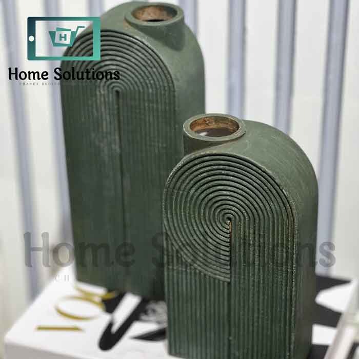 Arched Ribbed Vases -Modern Decor Green