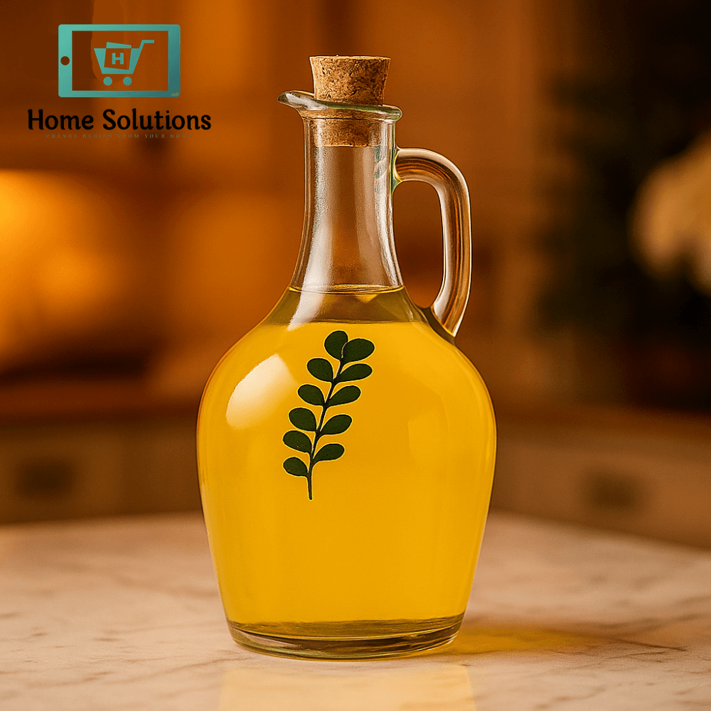 Danny Home 240ml Olive Oil Glass Bottle – Clear Decanter with Cork Lid & Handle for Easy Pouring
