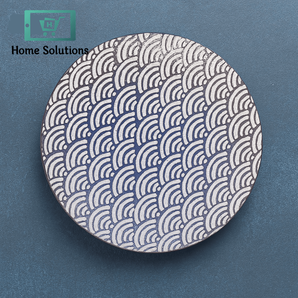 Danny Home Ceramic Dinner Plate – Blue Wave Pattern for Contemporary Table Decor