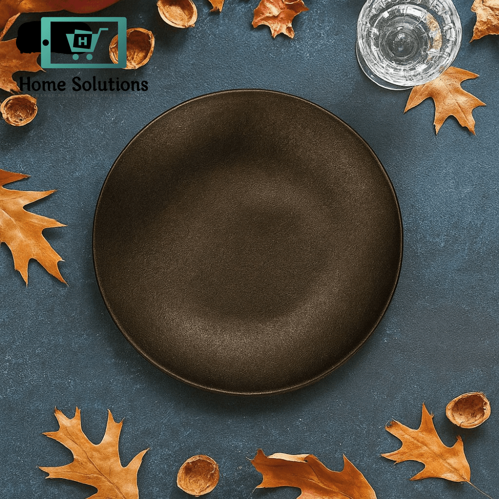 Danny Home Ceramic Dinner Plate – Matte Dark Brown Finish for Sophisticated Dining