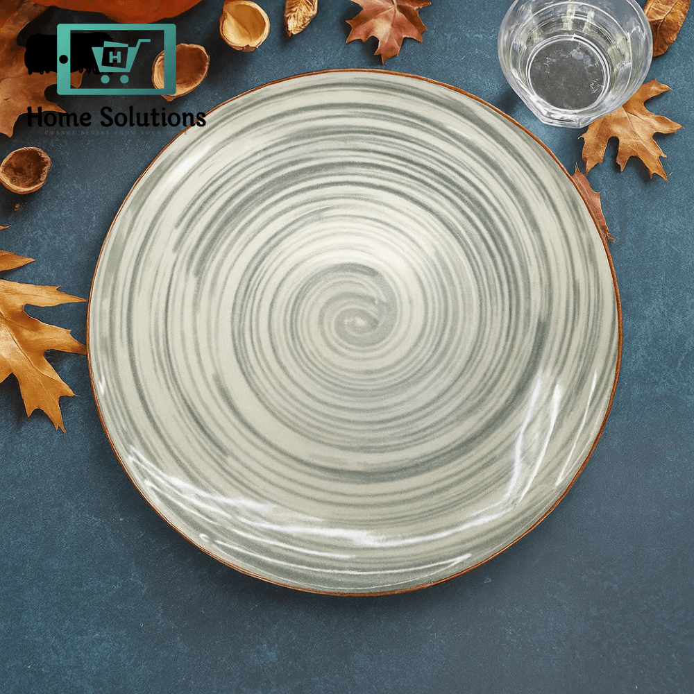 Danny Home Ceramic Dinner Plate – Earth-Toned Spiral Design for Contemporary Dining