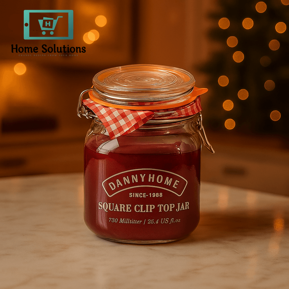 Danny Home 500ml Round Clip-Top Glass Jar – Airtight Storage for Spices, Cookies & Pantry Use
