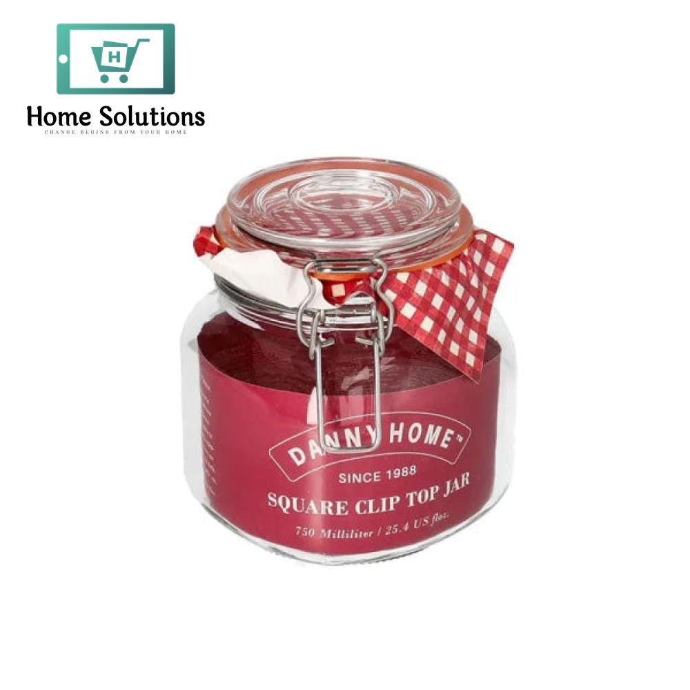 Danny Home 525 ml Square Clip-Top Glass Jar – Airtight Storage for Spices & Dry Goods