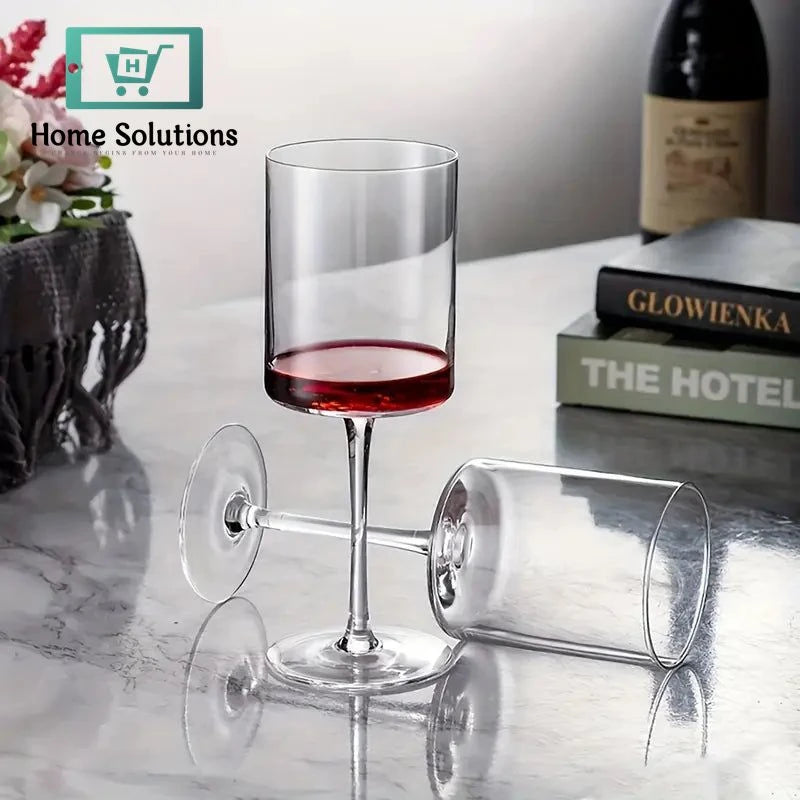 Elegant Crystal Wine Glass – 350ml | Premium Cylindrical Design