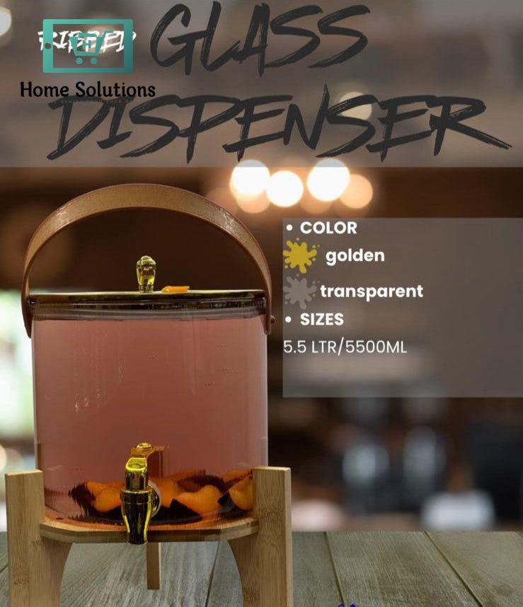 Glass Dispenser with Faucet & Bamboo Stand – 5.5 L Drink Server