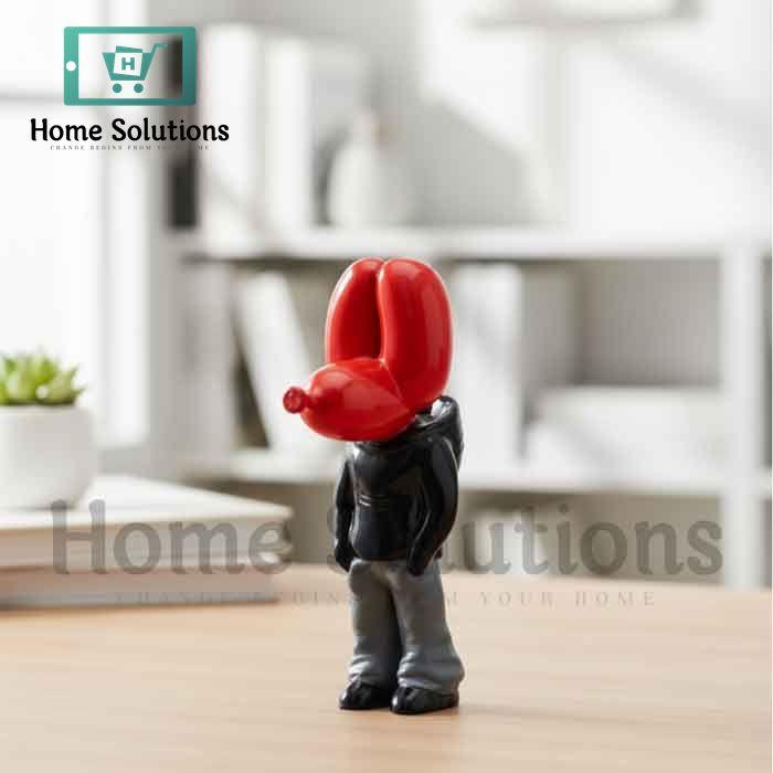 Dog Figure - Red & Black Street Trend Artistic Resin Statue | Modern Decor