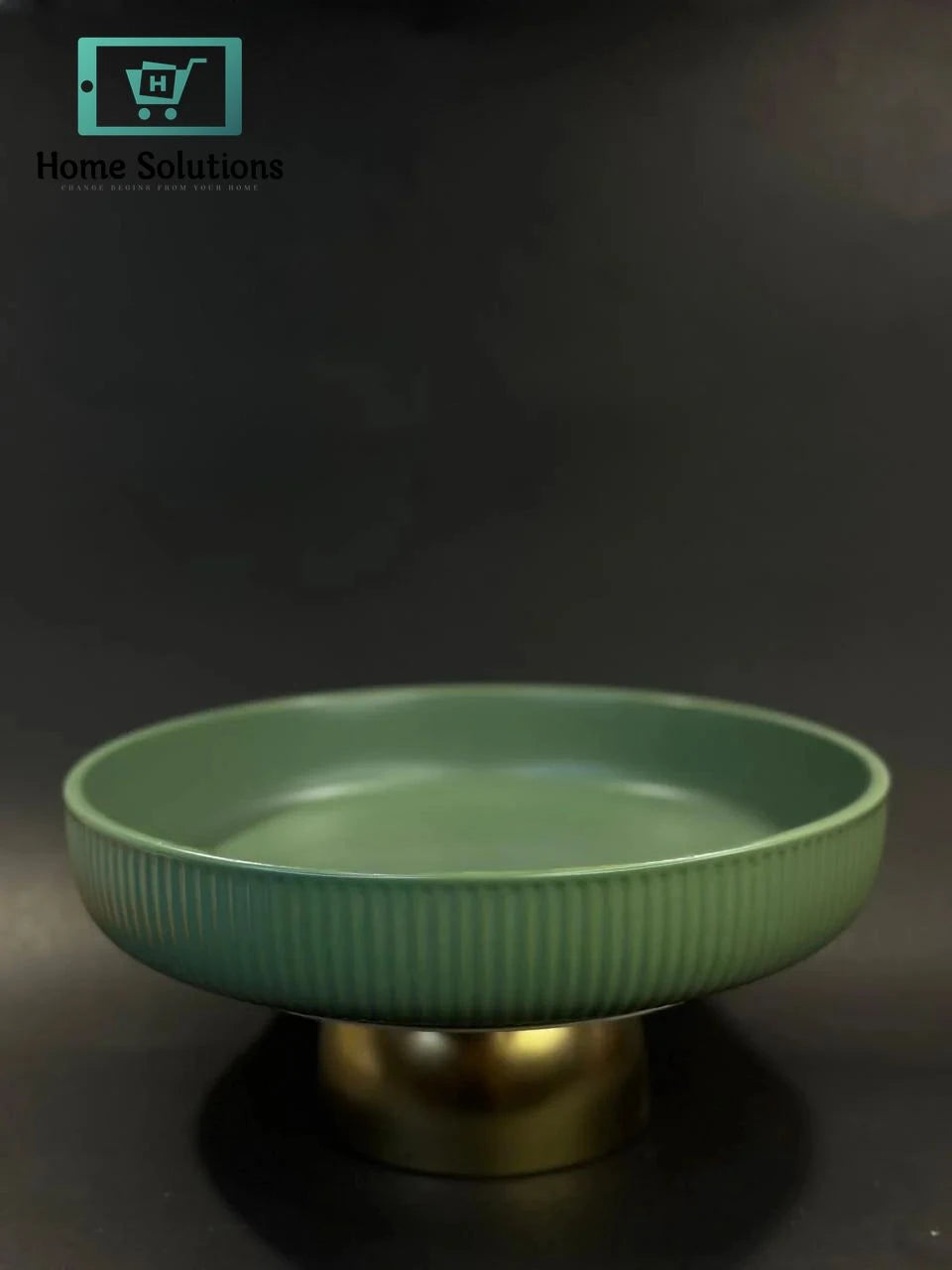 Elegant 8-Inch Ceramic Fruit Bowl with Golden Footed Base