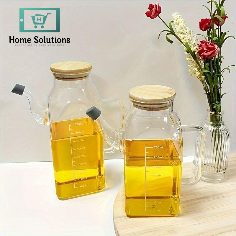 Glass Oil & Sauce Dispenser – Anti-Leak with Side Handle