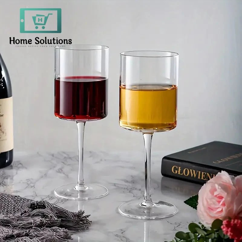 Elegant Crystal Wine Glass – 350ml | Premium Cylindrical Design