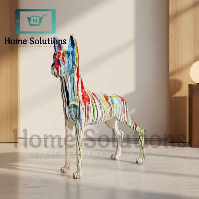 Vibrant Drip Art Dog Statue | Abstract Canine Decor
