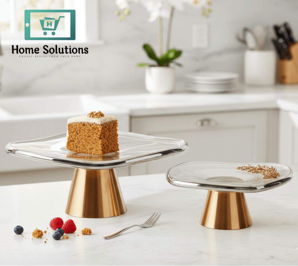 Elegant Glass & Gold Dessert Plate - 3 Sizes